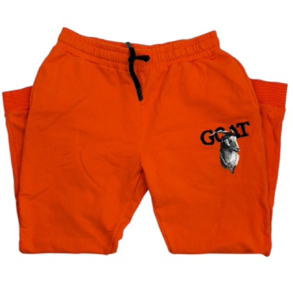 Streetz Iz Watchin Orange Track Joggers w/ GOAT woman’s sz XL 95% cotton pockets
